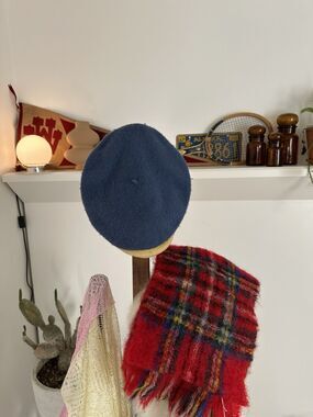 Vintage Blue Wool French Beret